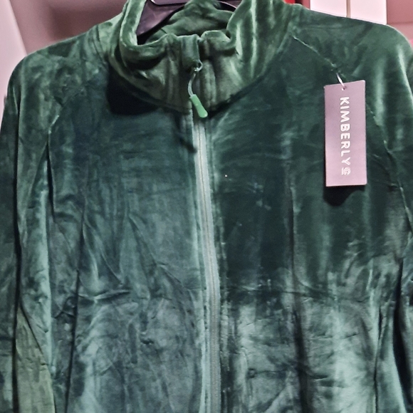 NEW Velour Jacket And Leggings Set In Green Emerald - Picture 4 of 7